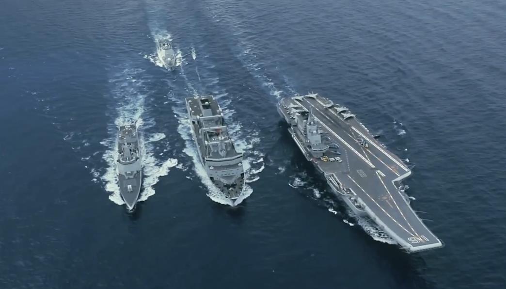 中國三航母同框圖片，揭示國家海軍力量的崛起，中國海軍力量崛起，三航母同框震撼圖片展示